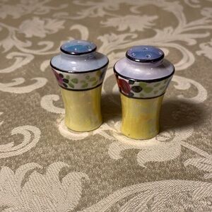 Charming Yellow and Blue Floral Salt and Pepper Shakers